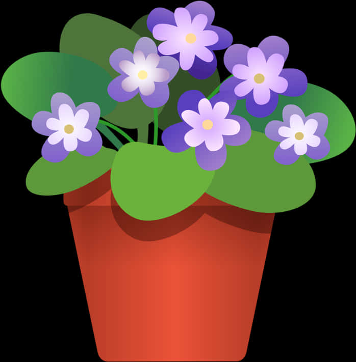 Colorful Flowersin Red Pot Illustration PNG Image