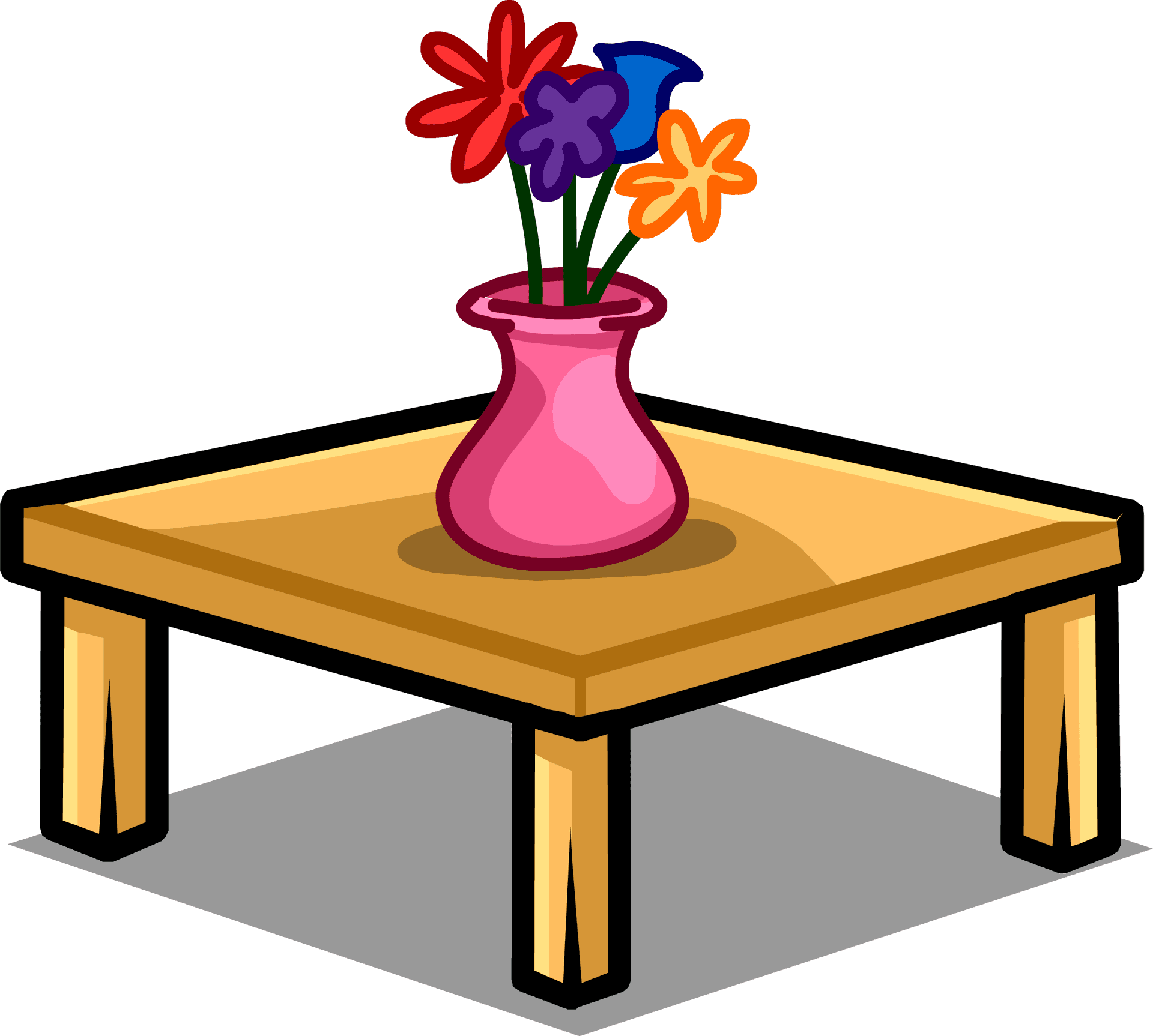 Colorful Flowerson Table Clipart PNG Image