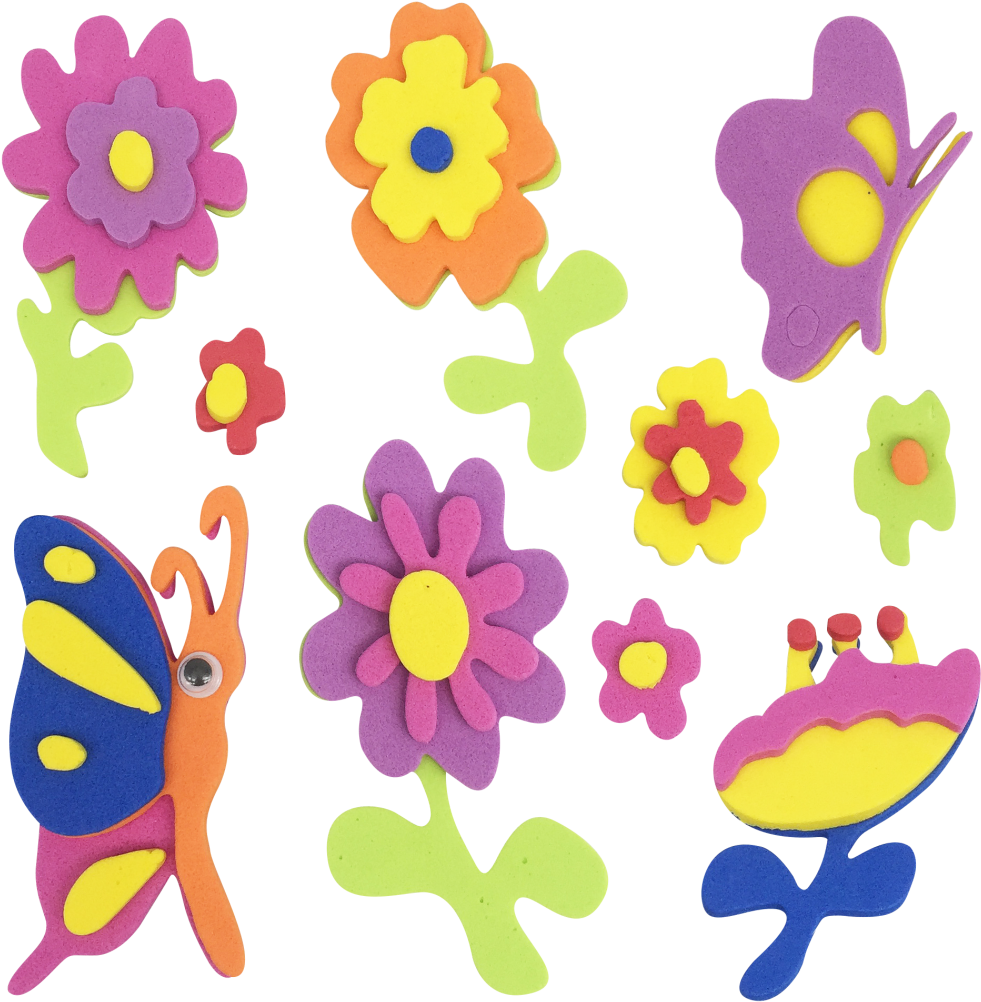 Colorful Foam Craft Flowers Butterfly PNG Image