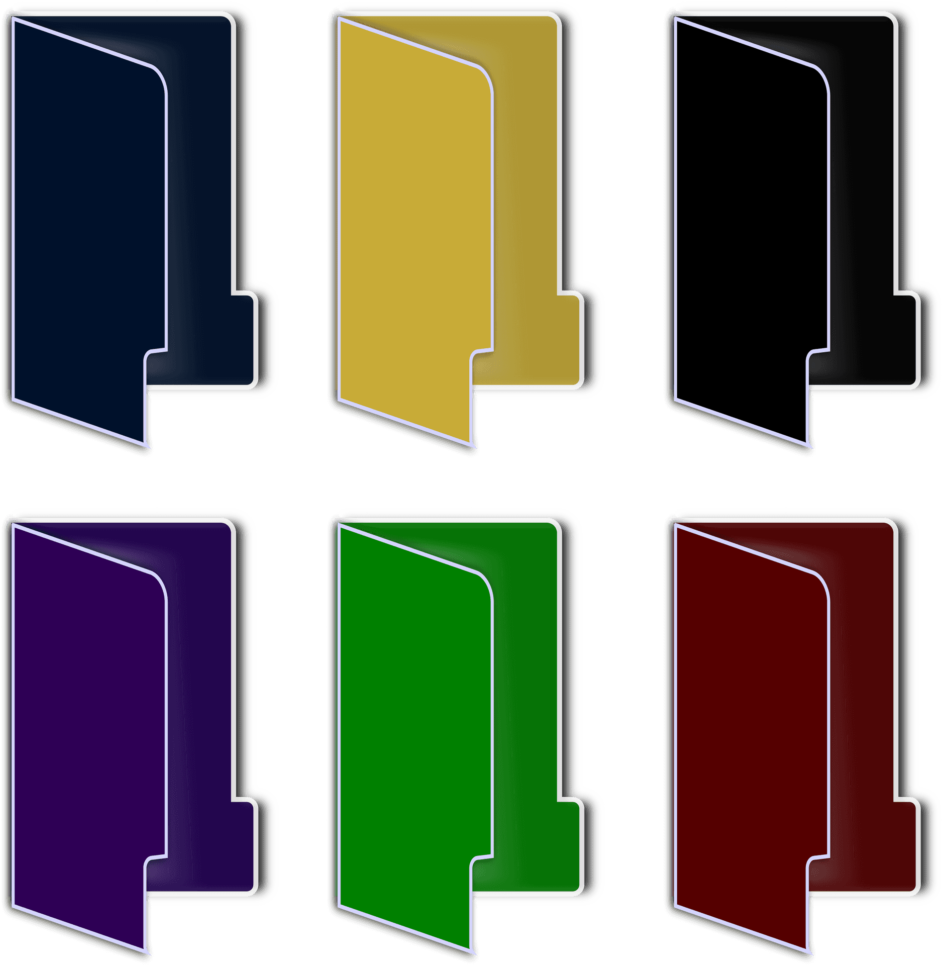 Colorful Folder Icons Set PNG Image