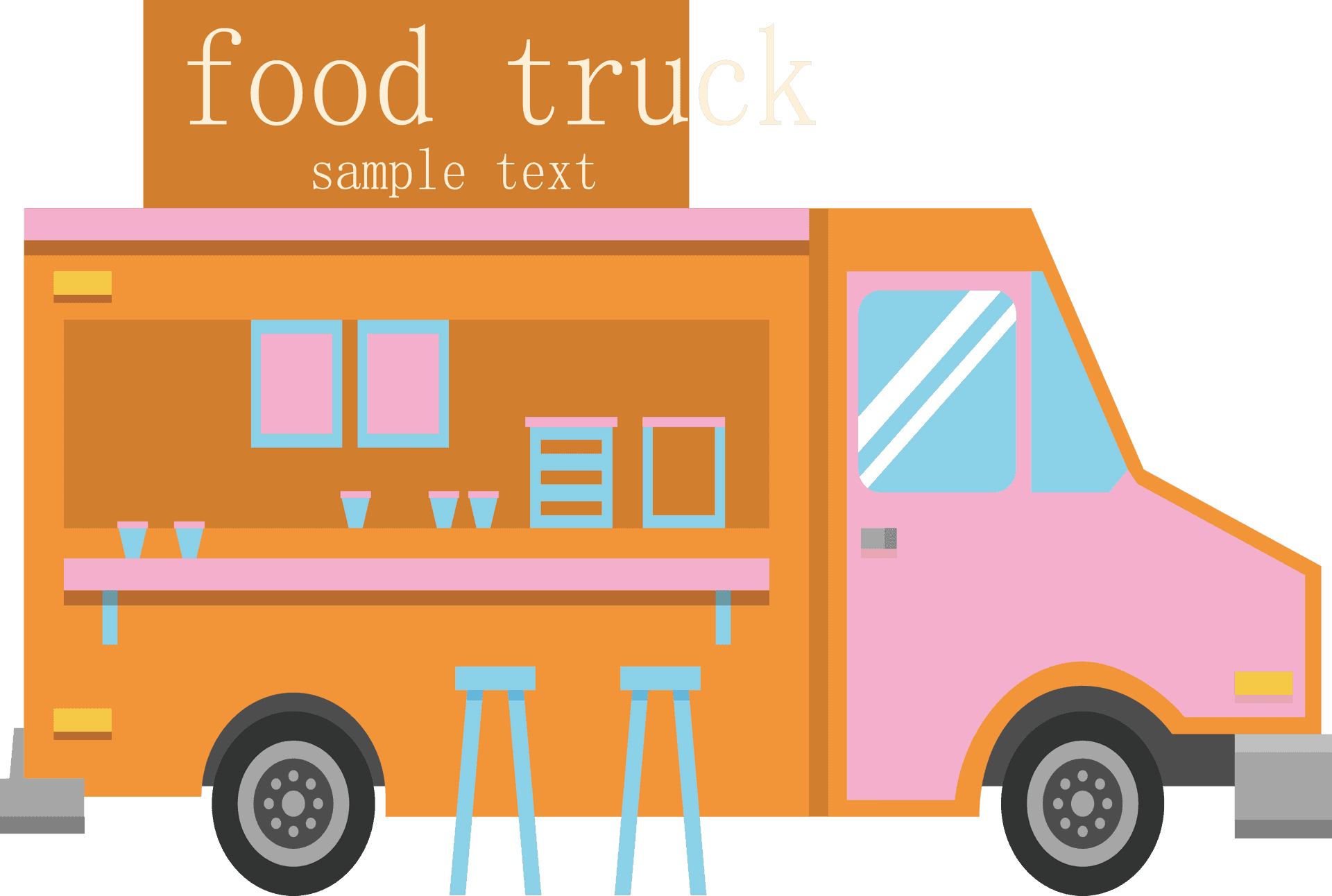 Colorful Food Truck Vector Illustration PNG Image