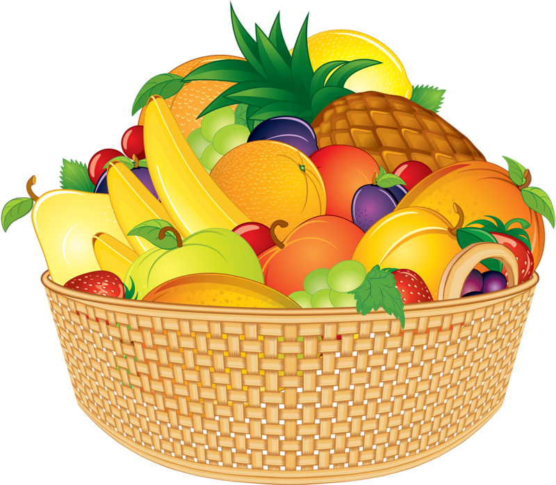 Colorful Fruit Basket Illustration.png PNG Image