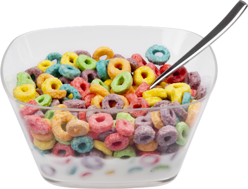 Colorful Fruit Loop Cerealin Bowl PNG Image