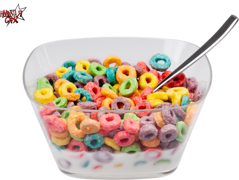 Colorful Fruit Loops Cereal Bowl PNG Image