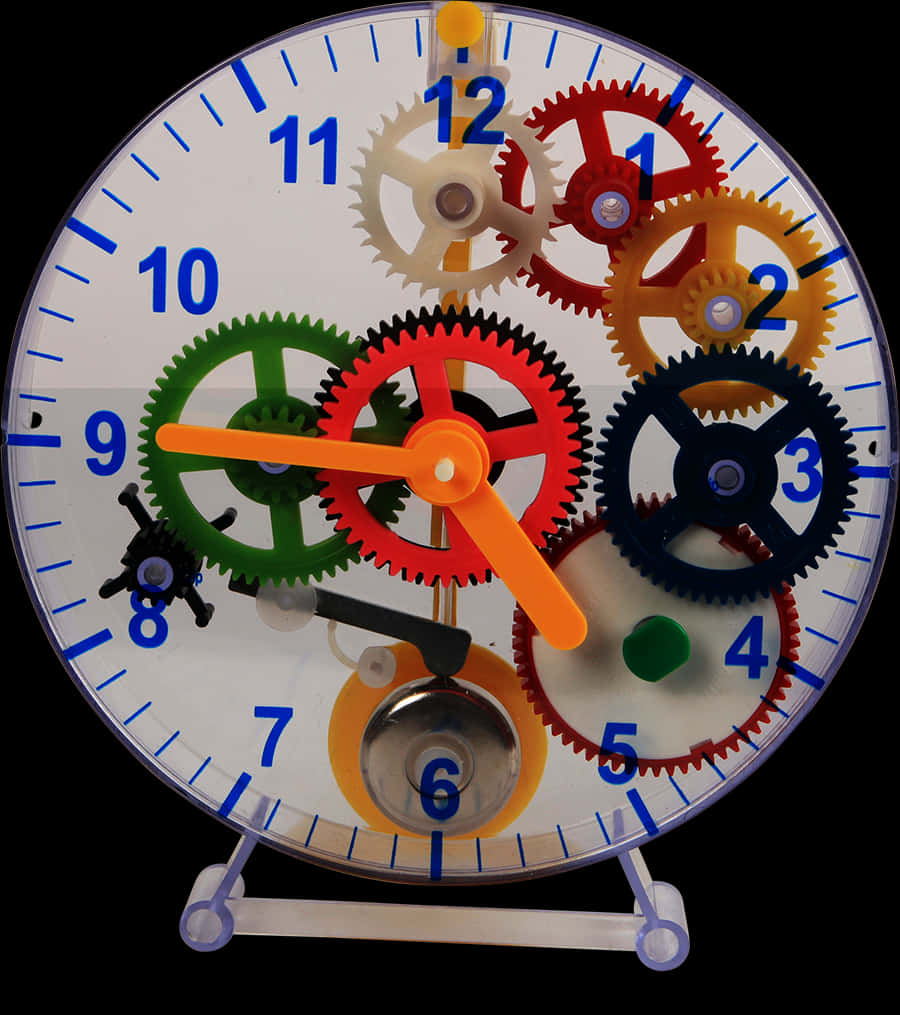 Colorful Gear Clock Design PNG Image