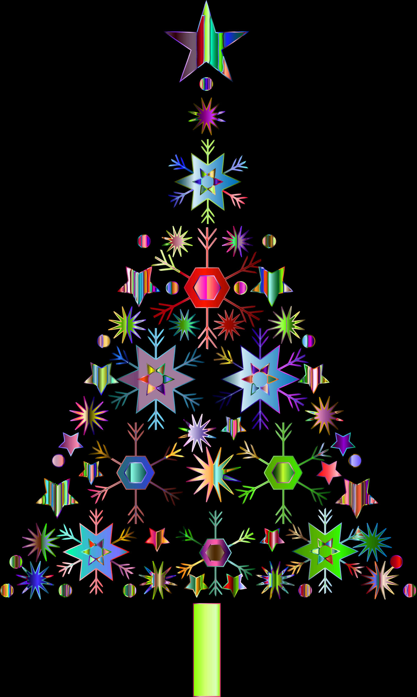 Colorful Geometric Christmas Tree PNG Image