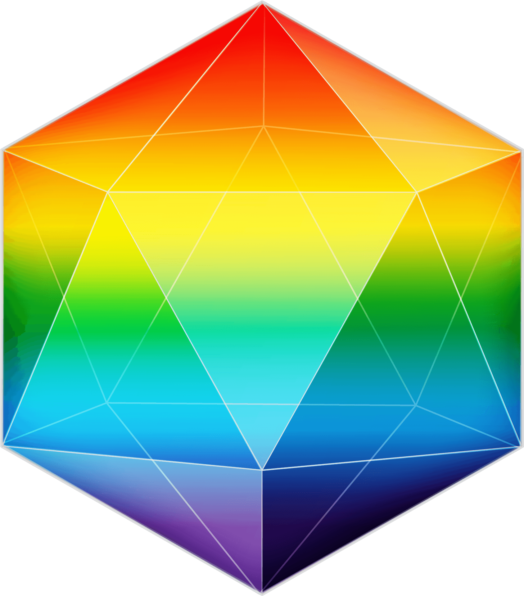 Colorful Geometric D20 Dice PNG Image