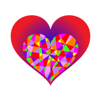 Colorful Geometric Heart Design PNG Image