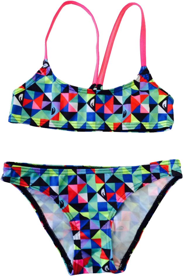 Colorful Geometric Pattern Bikini PNG Image