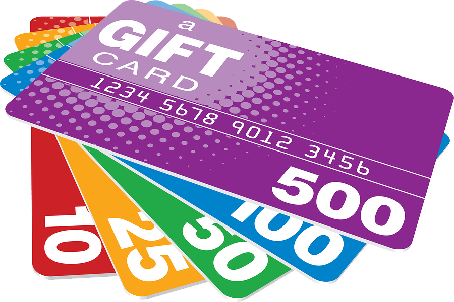 Colorful Gift Cards Stacked PNG Image