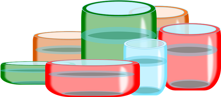 Colorful Glassware Collection PNG Image