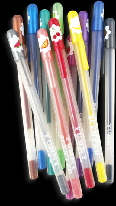 Colorful Glitter Gel Pens PNG Image