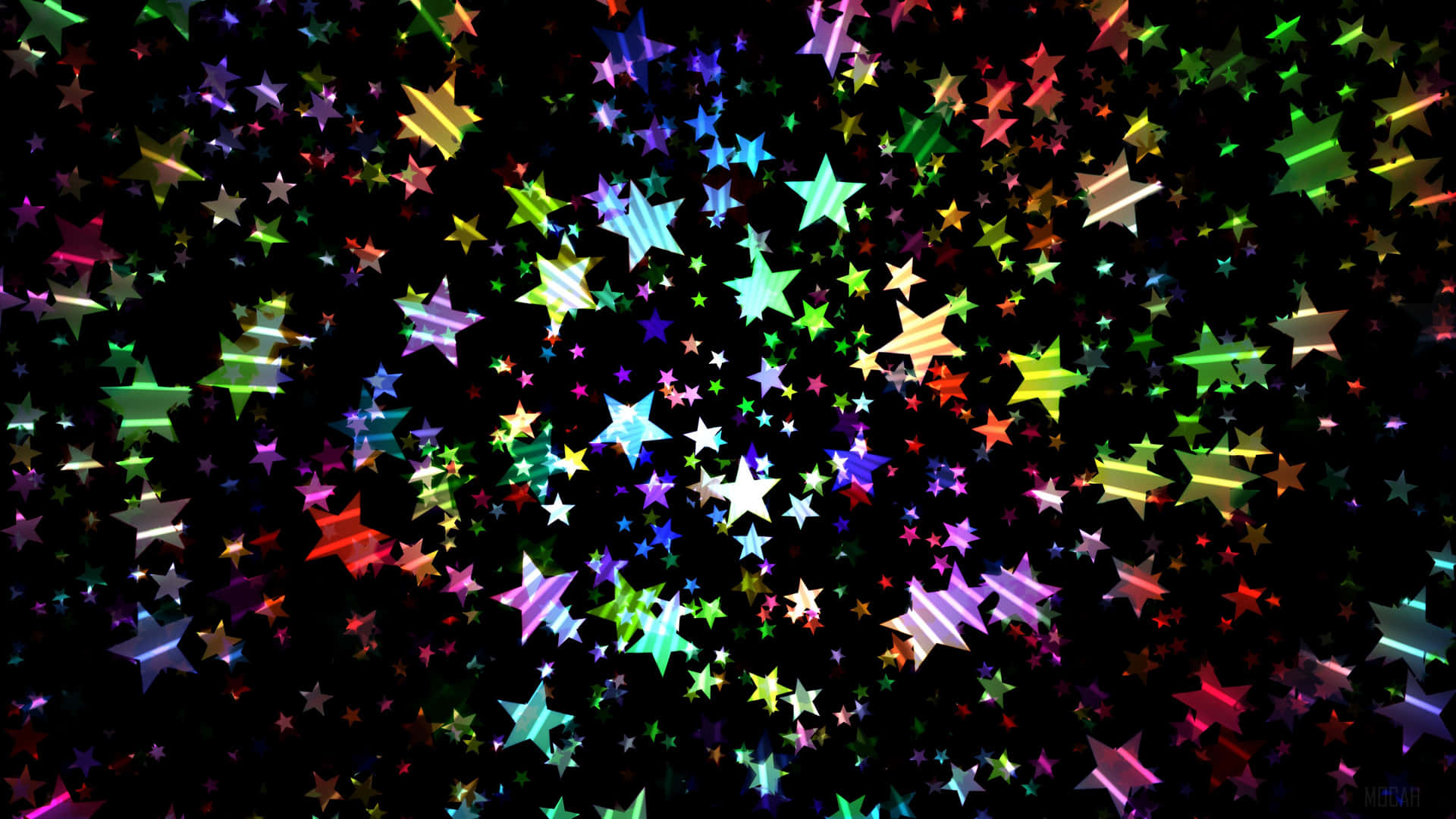 Colorful Glittering Stars Background PNG Image