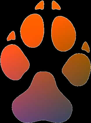 Colorful Gradient Paw Print PNG Image