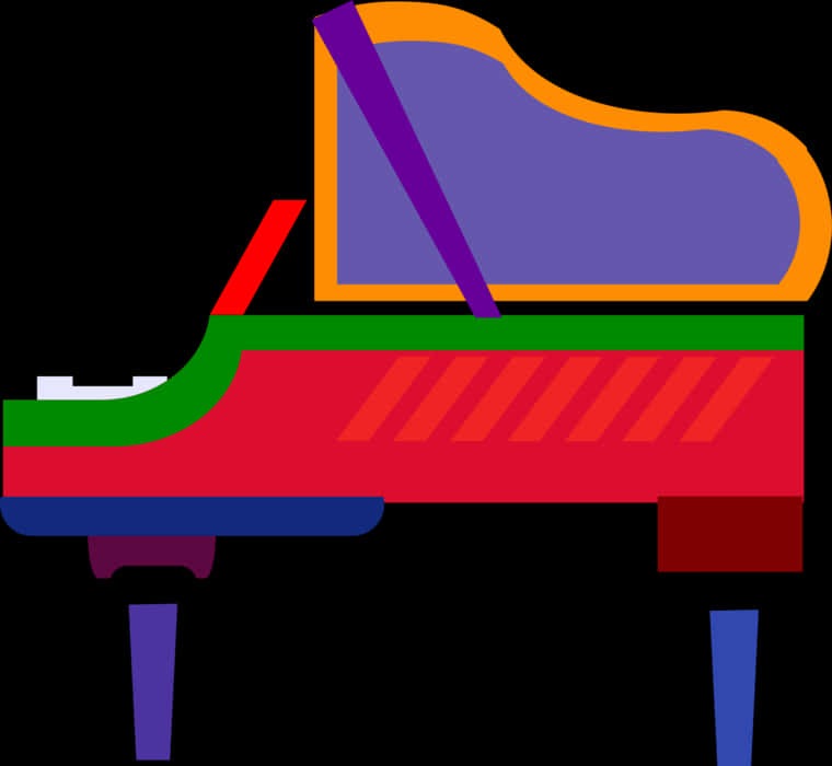 Colorful Grand Piano Illustration PNG Image