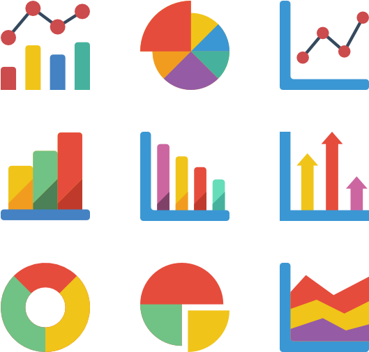 Colorful Graphsand Charts Collection PNG Image