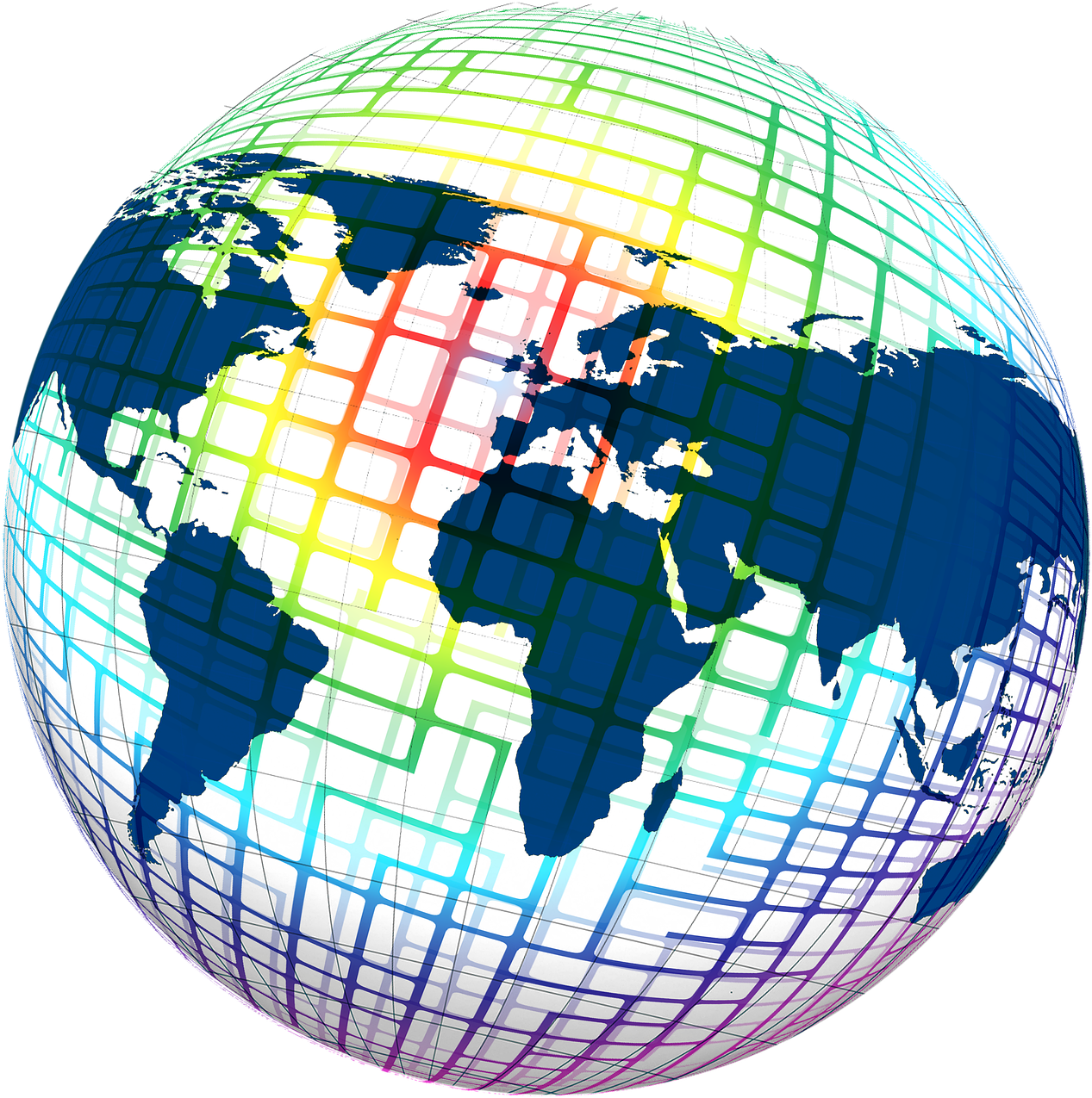 Colorful Grid Globe Illustration PNG Image