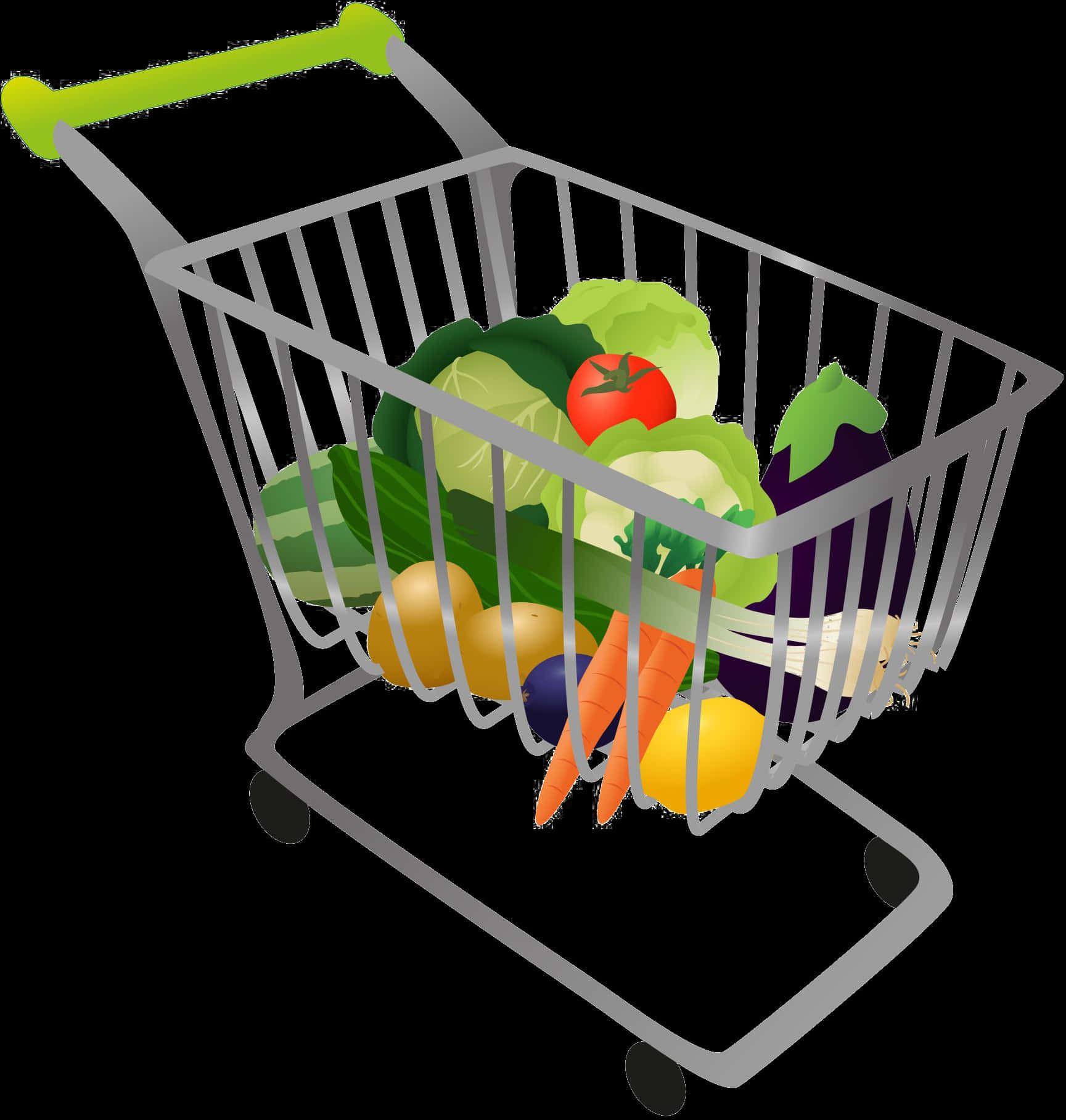 Colorful Grocery Shopping Cart PNG Image