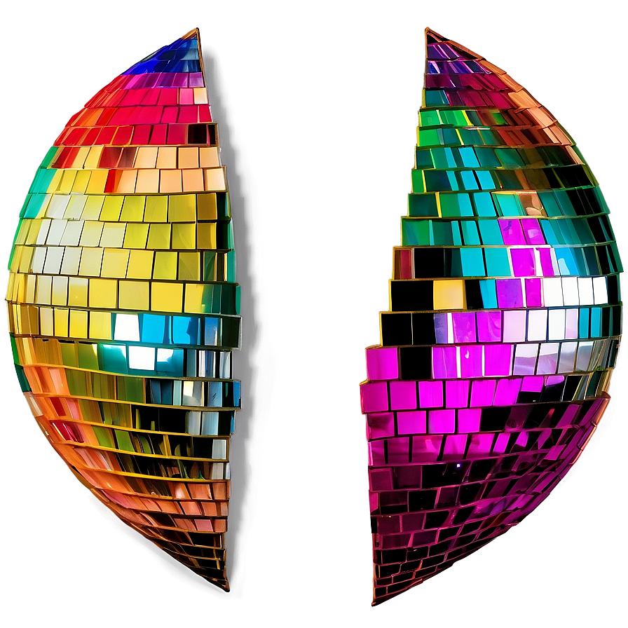 Colorful Halved Disco Balls PNG Image