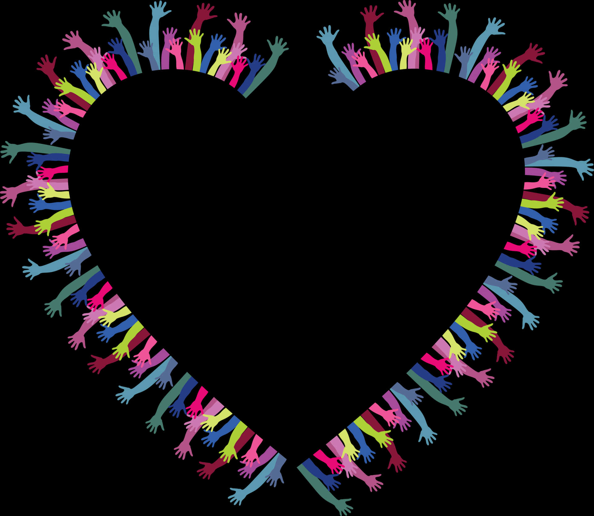 Colorful Hands Heart Clipart PNG Image