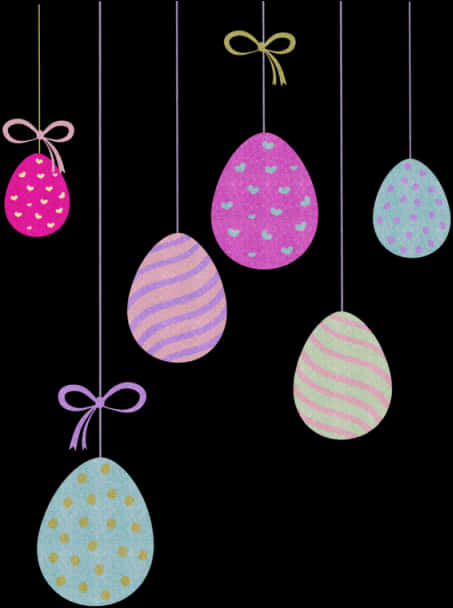 Colorful Hanging Easter Eggs PNG Image