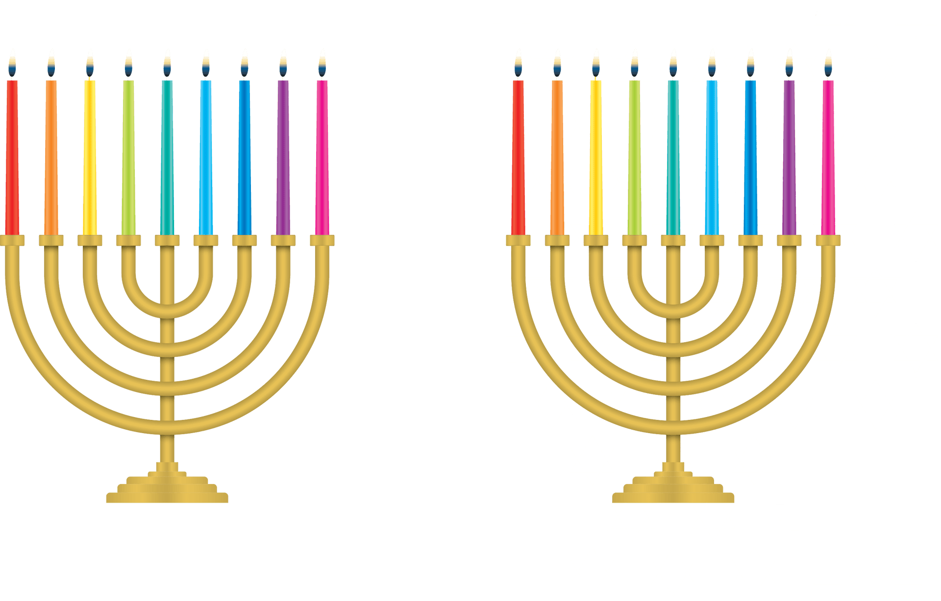 Colorful Hanukkah Menorahs PNG Image