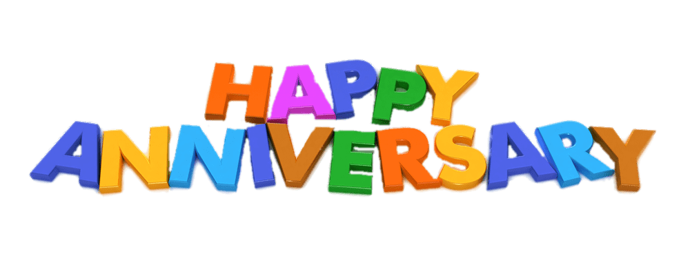 Colorful Happy Anniversary Text PNG Image