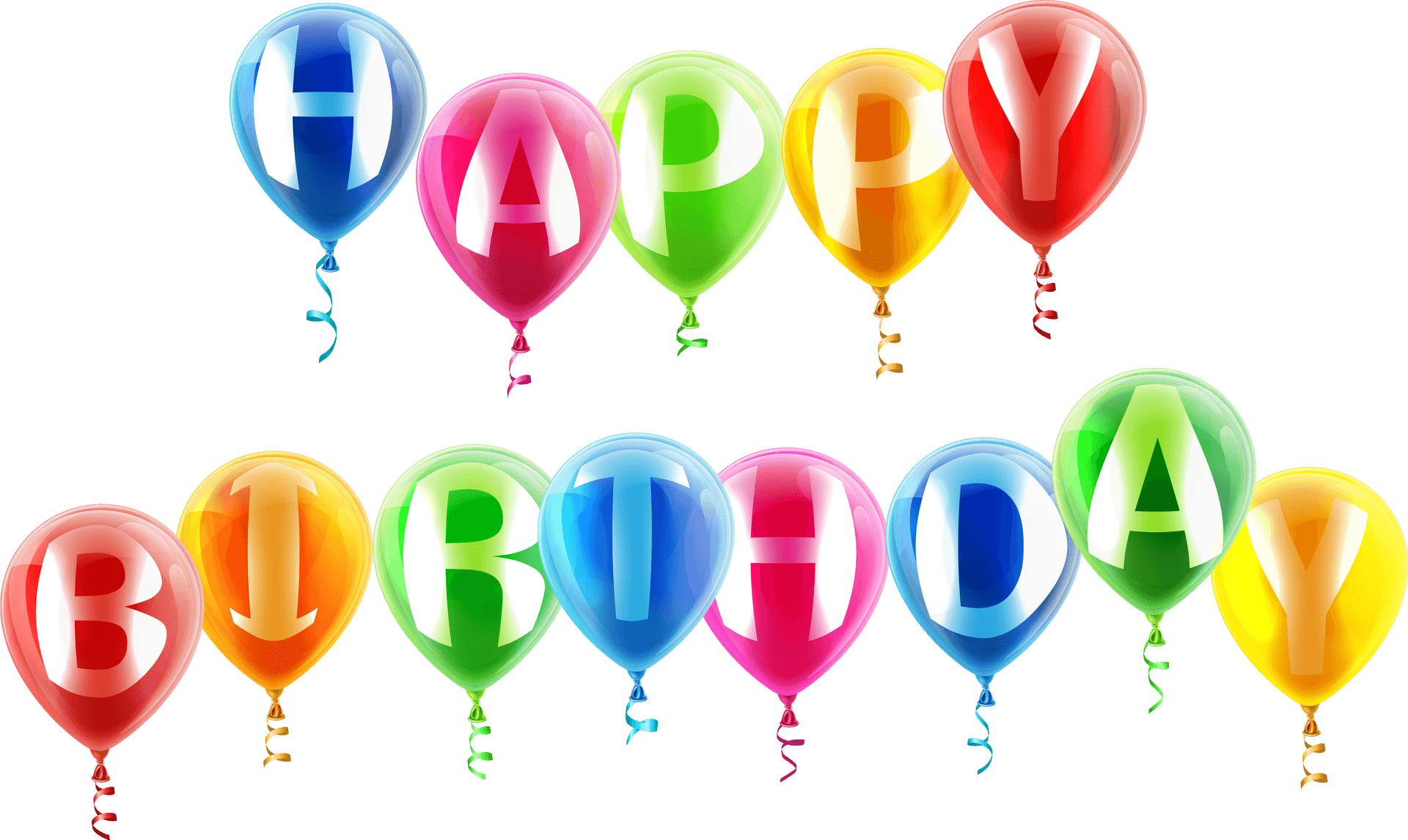 Colorful Happy Birthday Balloons PNG Image