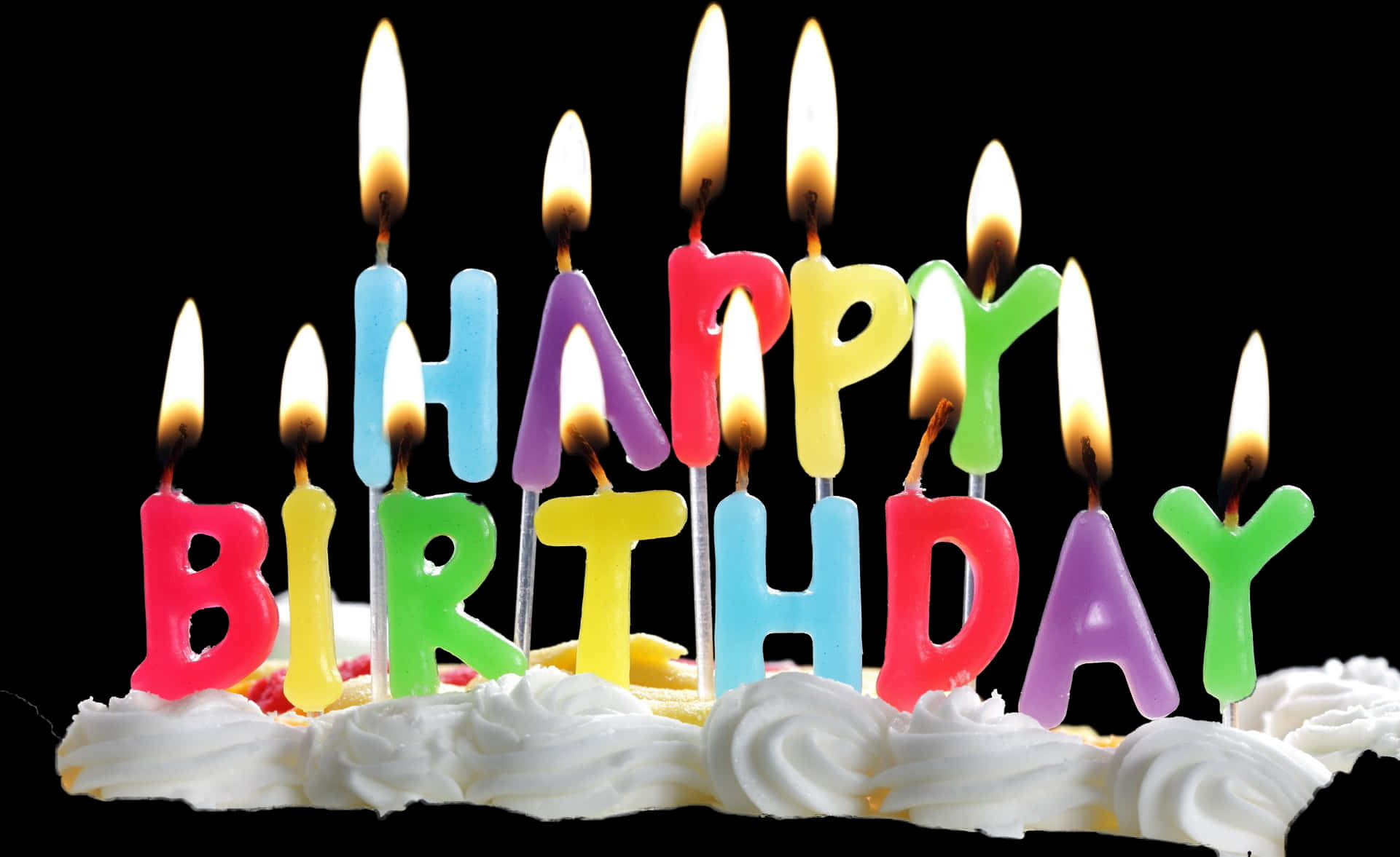 Colorful Happy Birthday Candles PNG Image