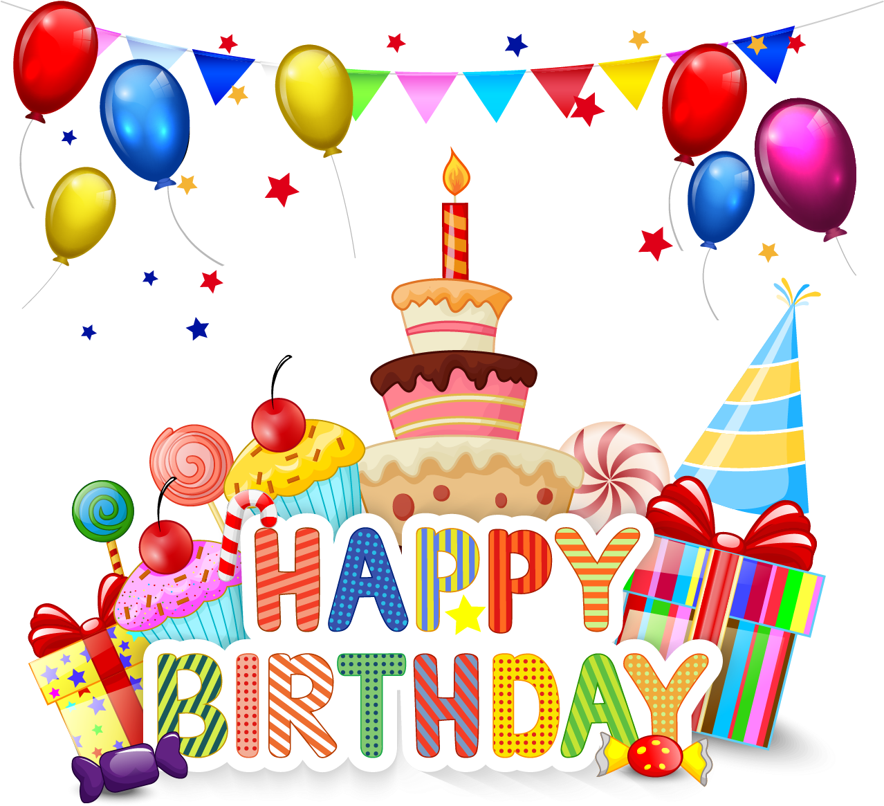 Colorful Happy Birthday Celebration Background PNG Image