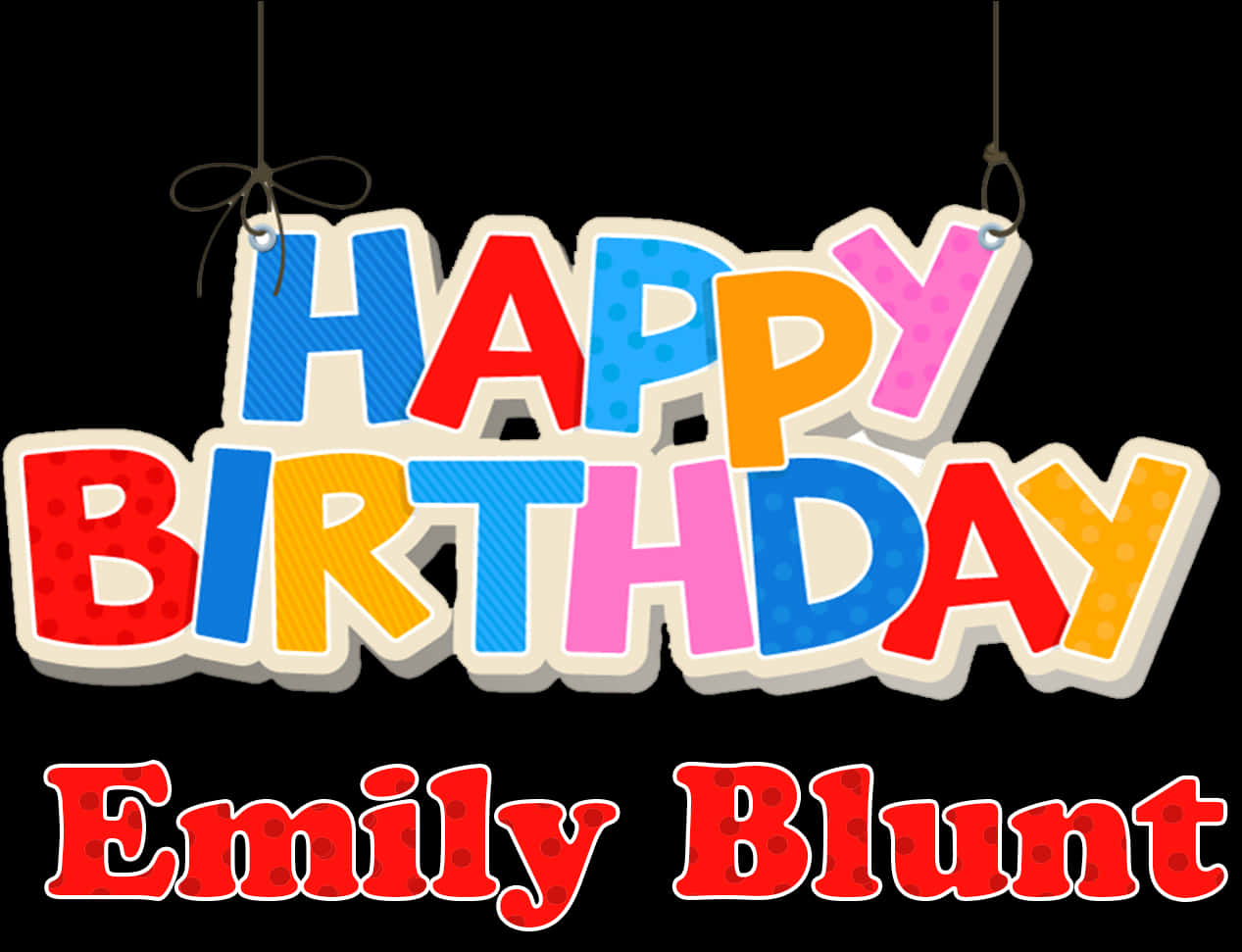 Colorful Happy Birthday Emily Blunt Banner PNG Image