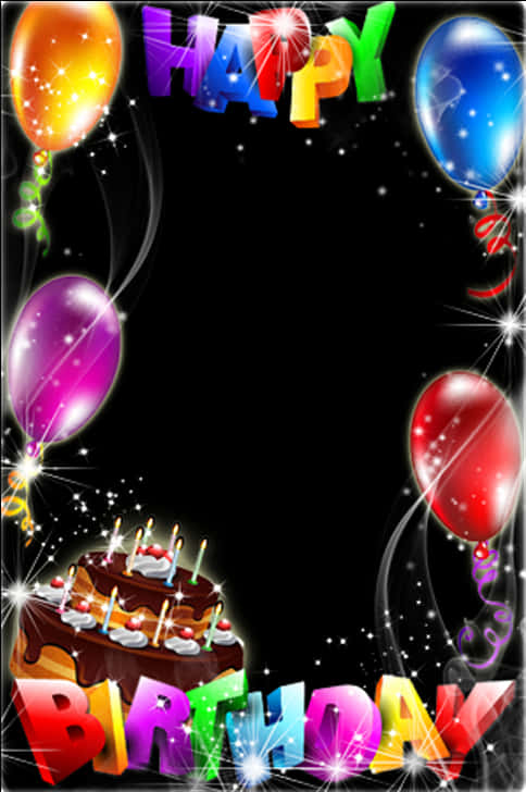 Colorful Happy Birthday Frame PNG Image