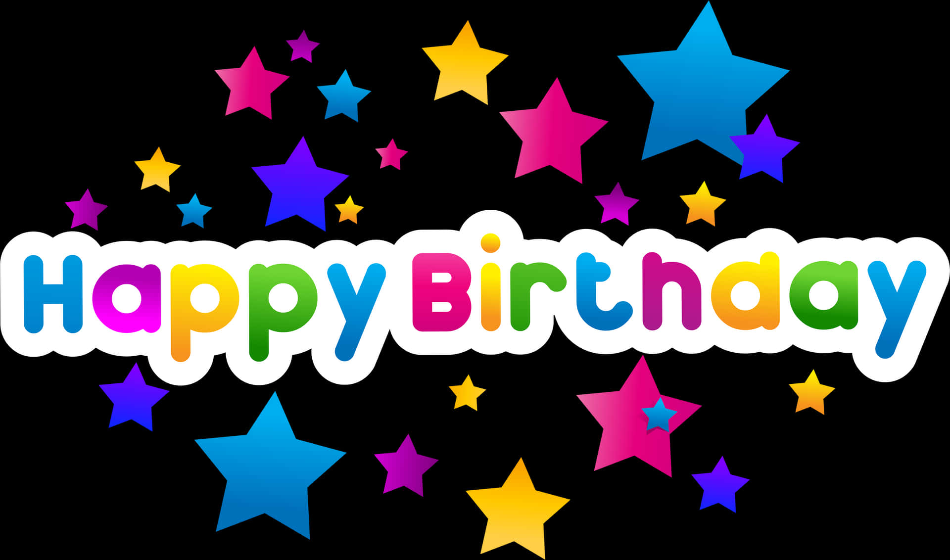 Colorful Happy Birthday Greeting PNG Image