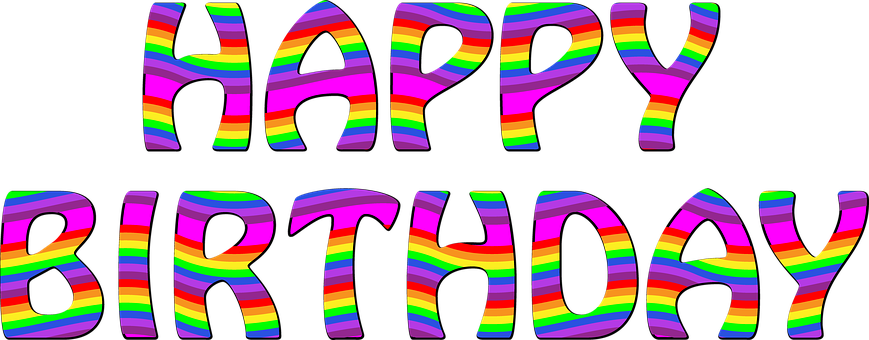 Colorful Happy Birthday Text PNG Image