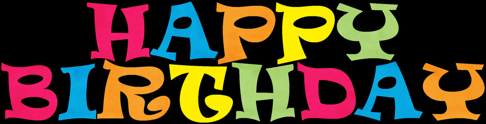 Colorful Happy Birthday Text Banner PNG Image