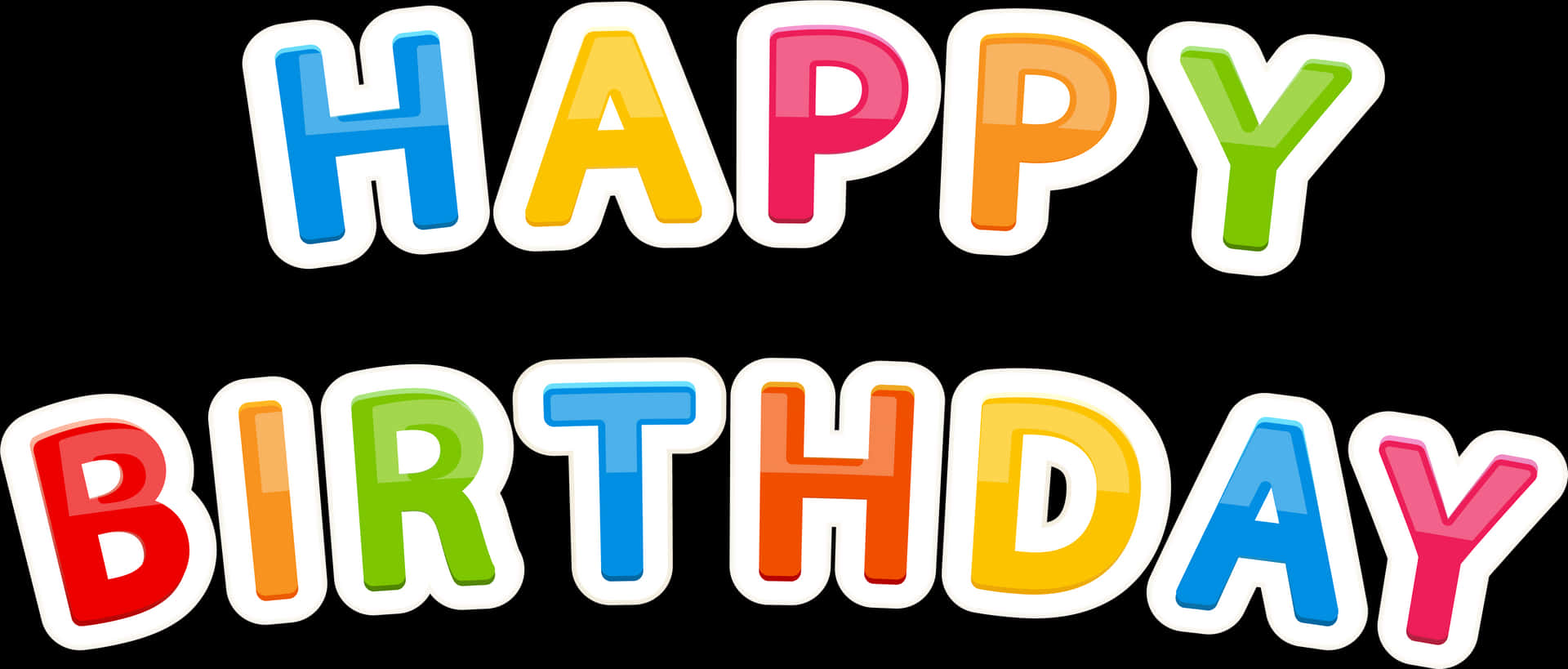 Colorful Happy Birthday Text Banner PNG Image