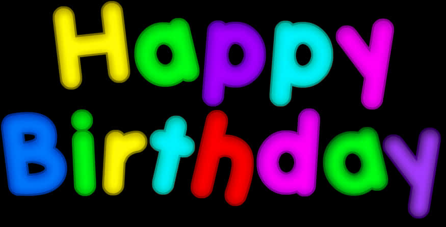 Colorful Happy Birthday Text PNG Image