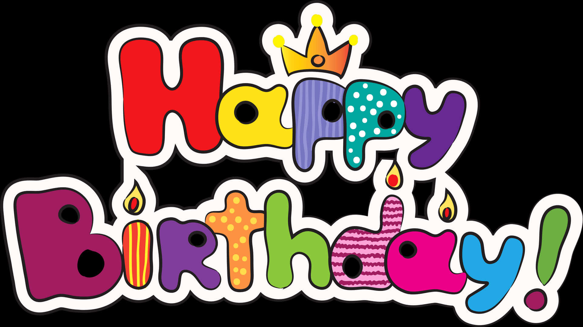 Colorful Happy Birthday Text Graphic PNG Image