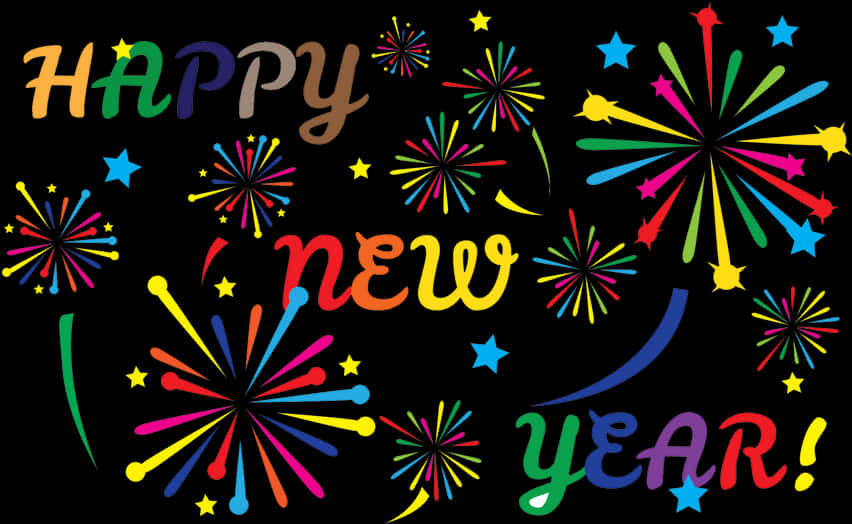 Colorful Happy New Year Fireworks PNG Image