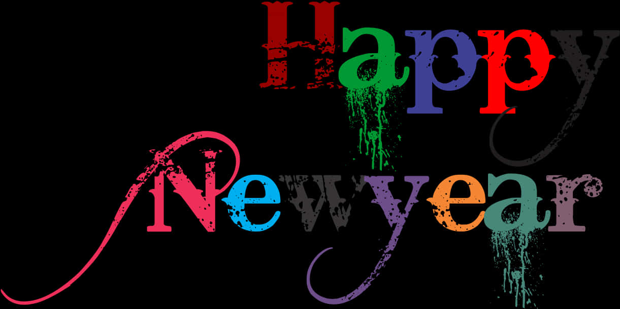 Colorful Happy New Year Graffiti PNG Image