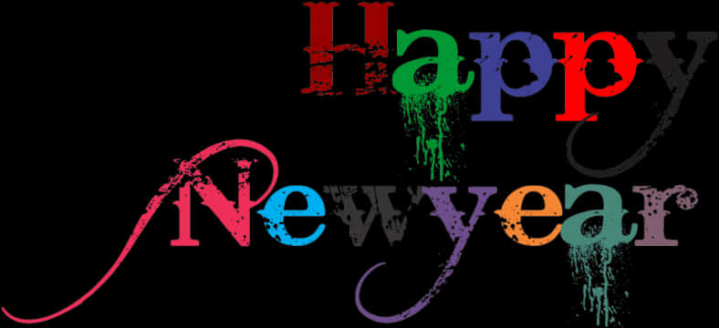 Colorful Happy New Year Graffiti PNG Image