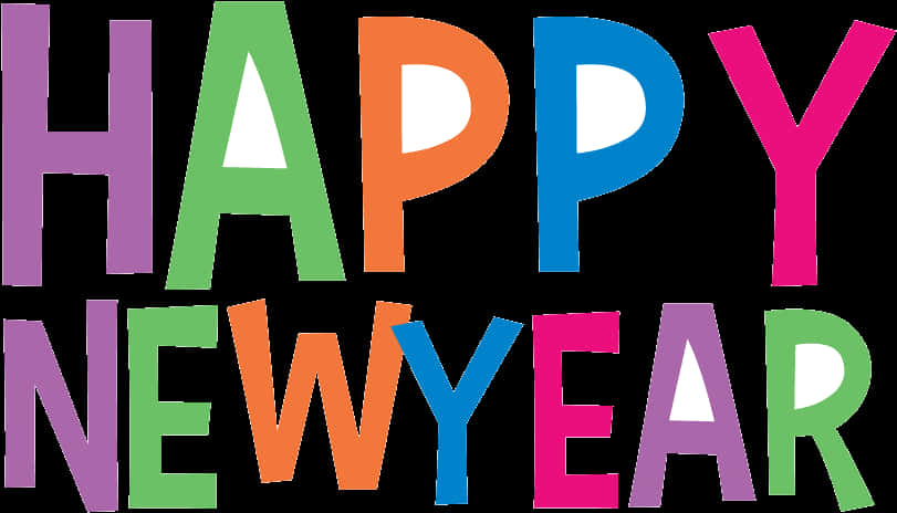 Colorful Happy New Year Text PNG Image