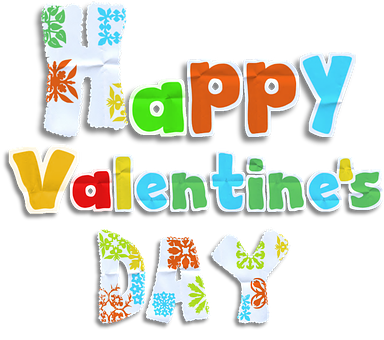 Colorful Happy Valentines Day Text PNG Image