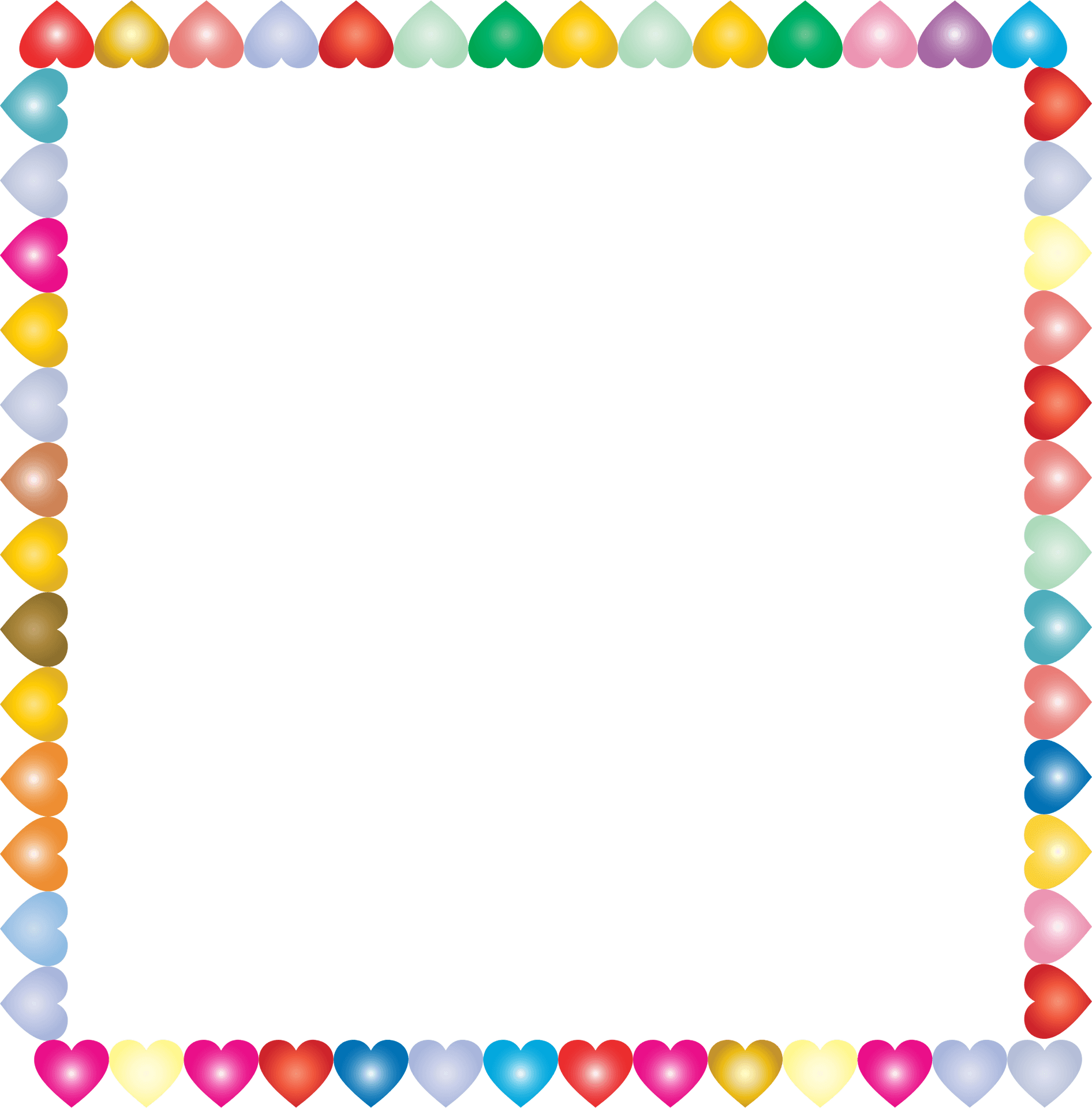 Colorful Heart Border Frame PNG Image