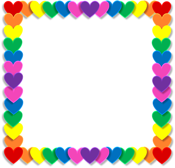 Colorful Heart Border Valentines Frame PNG Image