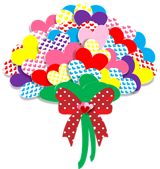 Colorful Heart Bouquet Valentines Day PNG Image