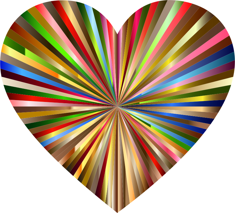 Colorful Heart Rays Graphic PNG Image