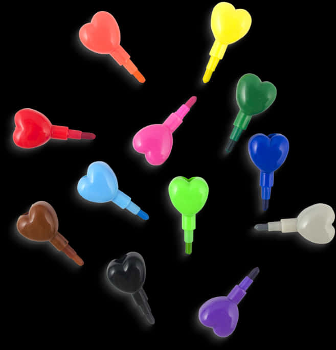 Colorful Heart Shaped Whistles PNG Image