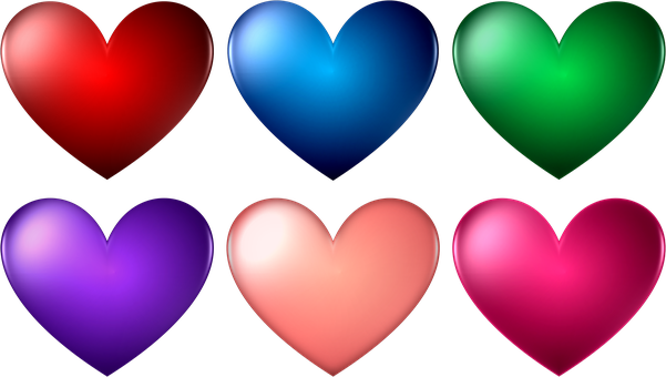 Colorful Hearts Collection PNG Image