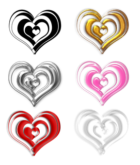 Colorful Hearts Collection PNG Image